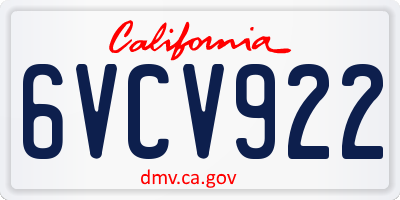 CA license plate 6VCV922