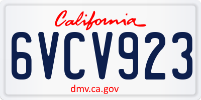 CA license plate 6VCV923
