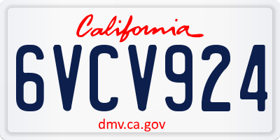 CA license plate 6VCV924
