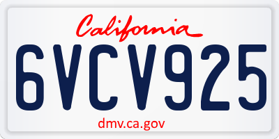 CA license plate 6VCV925