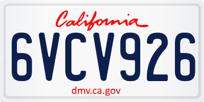 CA license plate 6VCV926