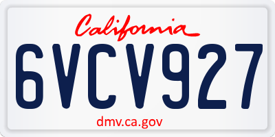 CA license plate 6VCV927