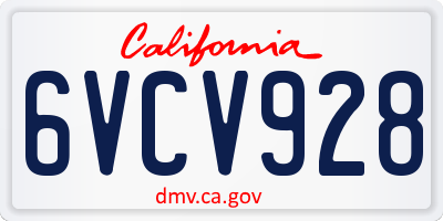 CA license plate 6VCV928