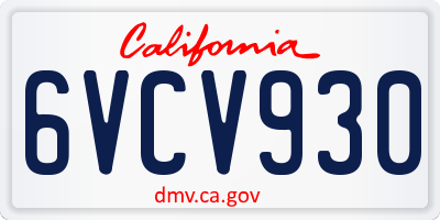 CA license plate 6VCV930
