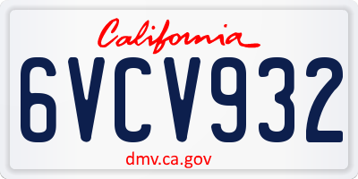 CA license plate 6VCV932