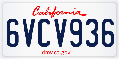 CA license plate 6VCV936