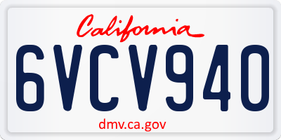 CA license plate 6VCV940