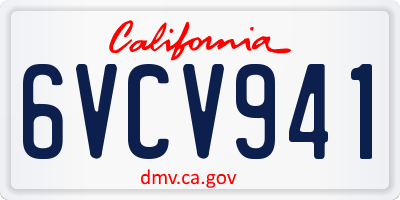 CA license plate 6VCV941