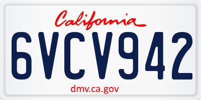 CA license plate 6VCV942