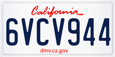 CA license plate 6VCV944