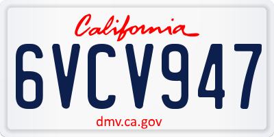 CA license plate 6VCV947