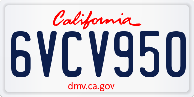 CA license plate 6VCV950