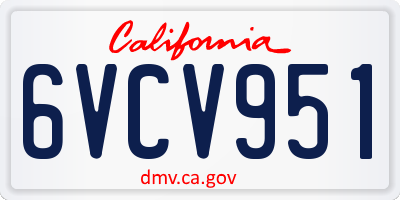 CA license plate 6VCV951
