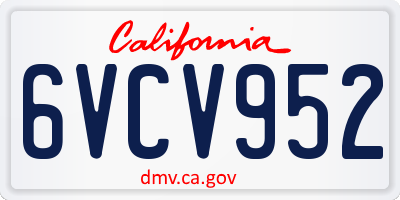 CA license plate 6VCV952