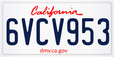 CA license plate 6VCV953