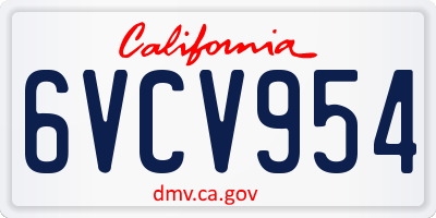 CA license plate 6VCV954