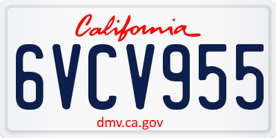 CA license plate 6VCV955