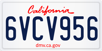 CA license plate 6VCV956