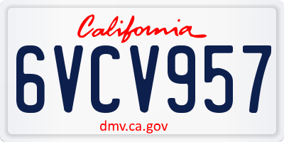 CA license plate 6VCV957