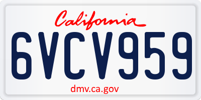 CA license plate 6VCV959