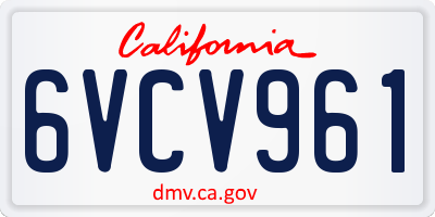 CA license plate 6VCV961