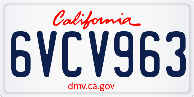 CA license plate 6VCV963