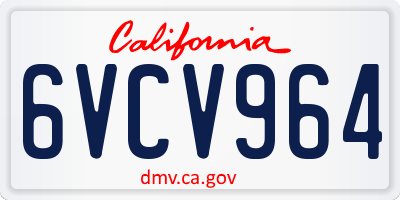 CA license plate 6VCV964