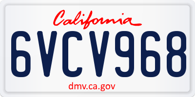 CA license plate 6VCV968