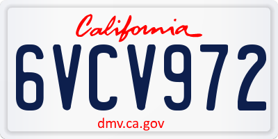 CA license plate 6VCV972