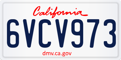 CA license plate 6VCV973