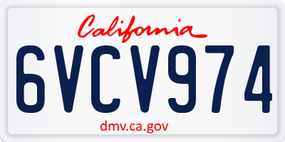 CA license plate 6VCV974