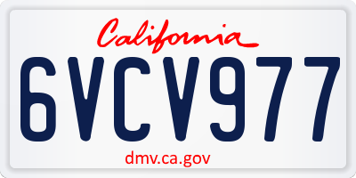 CA license plate 6VCV977