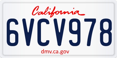 CA license plate 6VCV978