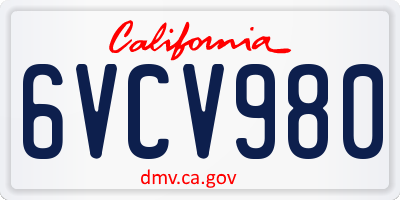 CA license plate 6VCV980