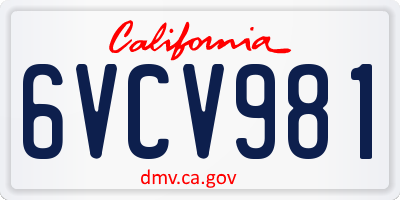 CA license plate 6VCV981