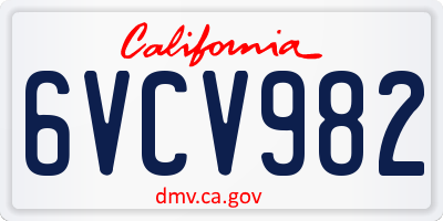 CA license plate 6VCV982