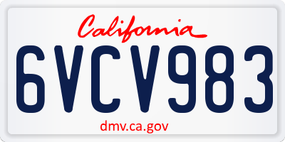 CA license plate 6VCV983