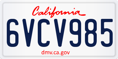 CA license plate 6VCV985