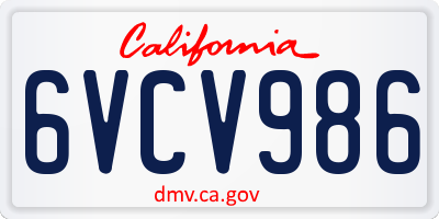 CA license plate 6VCV986
