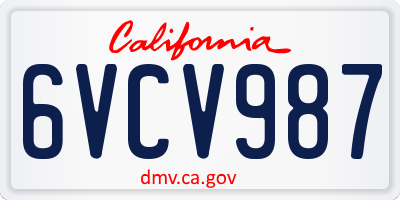 CA license plate 6VCV987