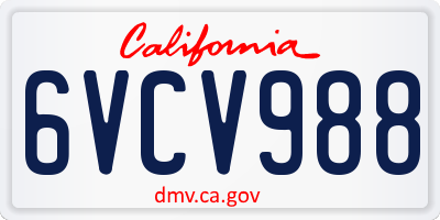 CA license plate 6VCV988