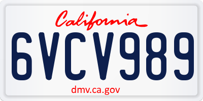 CA license plate 6VCV989