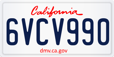 CA license plate 6VCV990