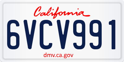 CA license plate 6VCV991