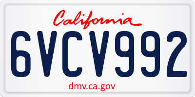 CA license plate 6VCV992