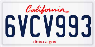 CA license plate 6VCV993