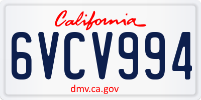 CA license plate 6VCV994