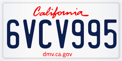 CA license plate 6VCV995