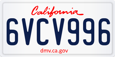 CA license plate 6VCV996