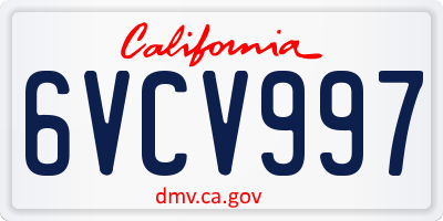 CA license plate 6VCV997